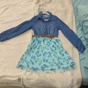 Justice long sleeve dress with tulle bottom